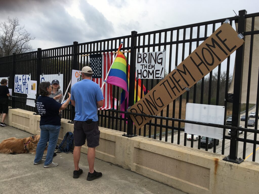 A photo from the Hawk Bridge Visibility Rally in Farmington Hills, Mich. April 25, 2025.