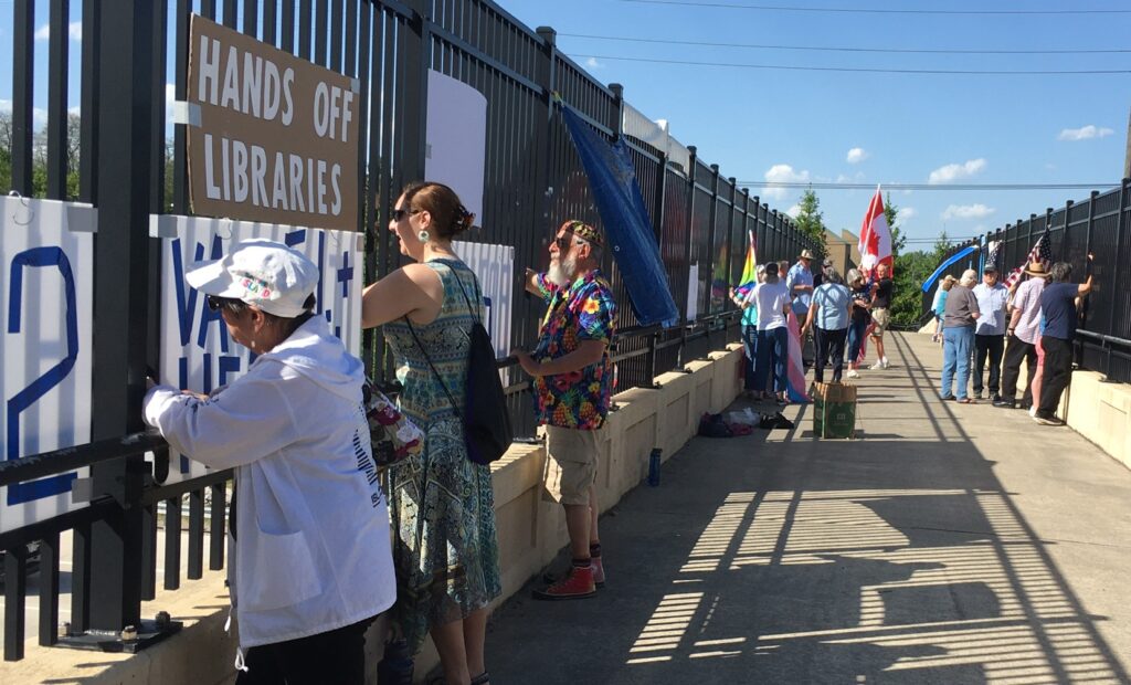 A photo from the Hawk Bridge Visibility Rally in Farmington Hills, Mich. April 25, 2025.