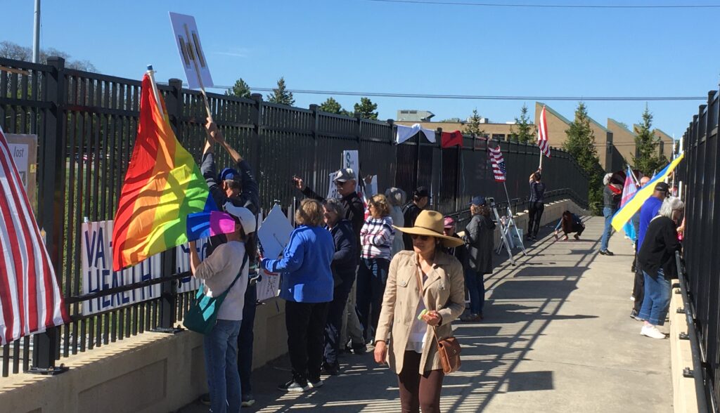 A photo from the Hawk Bridge Visibility Rally in Farmington Hills, Mich. April 25, 2025.