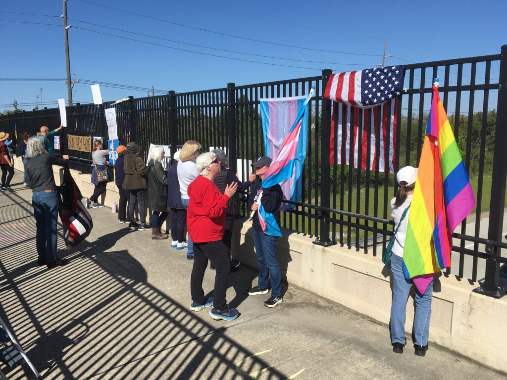A photo from the Hawk Bridge Visibility Rally in Farmington Hills, Mich. April 25, 2025.